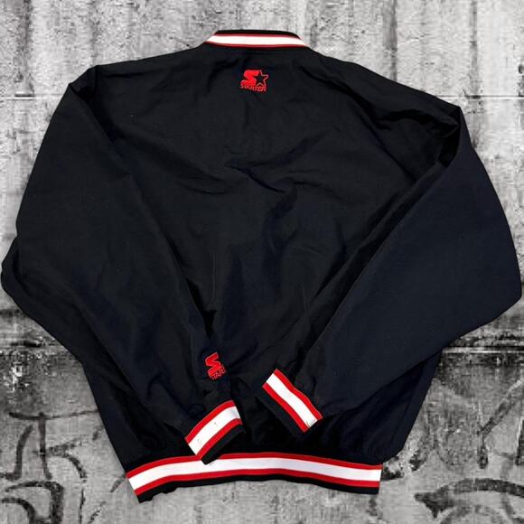 Vintage Chicago Bulls Starter Pullover Jacket  – Medium Black With White Letters - Picture 6 of 6